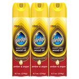 Pledge Moisturizing Wood Oil, Furniture Reviving and Protecting Conditioner and Dusting Spray, Revitalizes Wood, Sealed Leather and Laminate, Made with Mineral Oils - Amber & Argan Scent