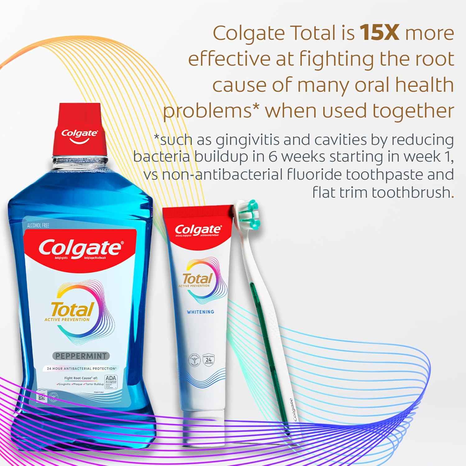 Colgate Total Alcohol Free Mouthwash, Helps Prevent Gingivitis and Plaque