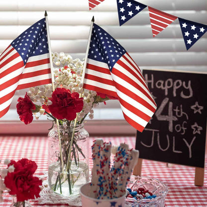 12x18 Inch American Flags on Stick - Patriotic American Flags for Outside, USA Stick Flag Perfect for Independence Day, Memorial Day, 4th of July Decorations
