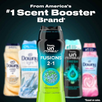Downy Unstopables Fusions Scent Duos Laundry Scent Booster Beads, Twilight and Jasmine Scent, 24hr non-stop freshness with 2 in 1 dual scent laundry scent beads