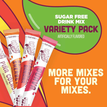 Wyler’s Light Variety Pack, Singles To Go Sugar Free Drink Mix, Low Calorie Water Enhancer, 30 Sticks, Piña Colada, Rainbow Sherbet, Strawberry Banana, Guava