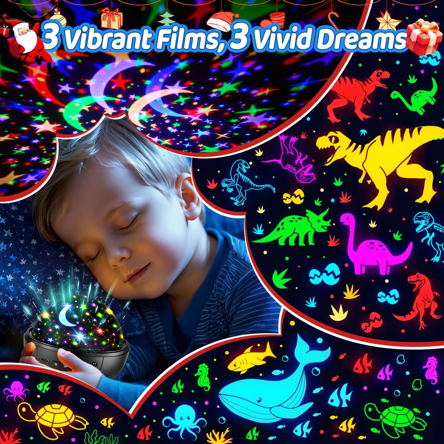 COOLNIGHT_Night_Light_for_Kids,93_Lighting+3_Films_Kids_Night_Light_Projector,Remote+Dimmable_Star_Projector,360°_Ceiling_Stars_Glow_in_The_Dark_Stars,Christmas_Gifts_for_4_Year_Old_Boy_Birthday_Gift
