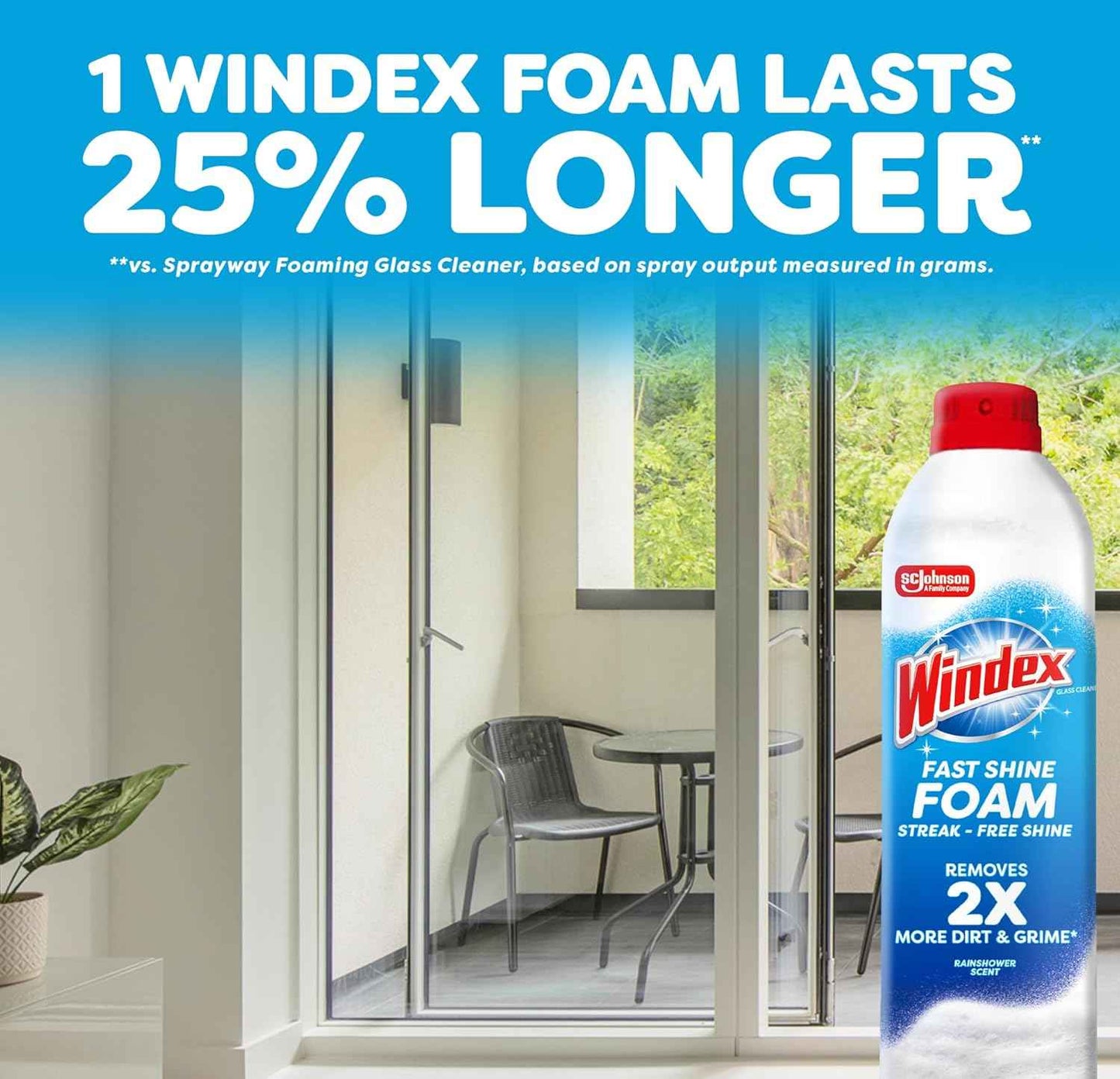 Windex Fast Shine Foam Glass Cleaner, No-Drip Windows, Doors, Mirrors & Countertops Aerosol Cleaning Spray, Streak-Free Shine, Removes Fingerprints, Dust, Dirt, Grime & More 19 oz (Pack of 6)