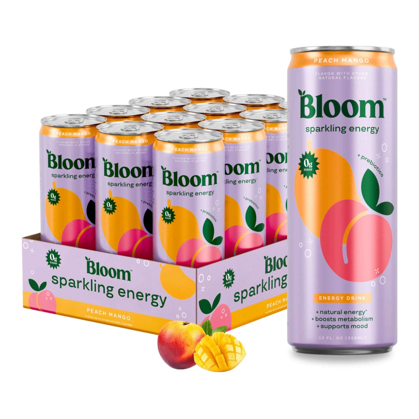 Bloom Nutrition Sparkling Energy Drink - Natural Caffeine, Zero Sugar, 180mg - Antioxidant-Rich with Green Coffee Bean, Green Tea Extract, Prebiotics