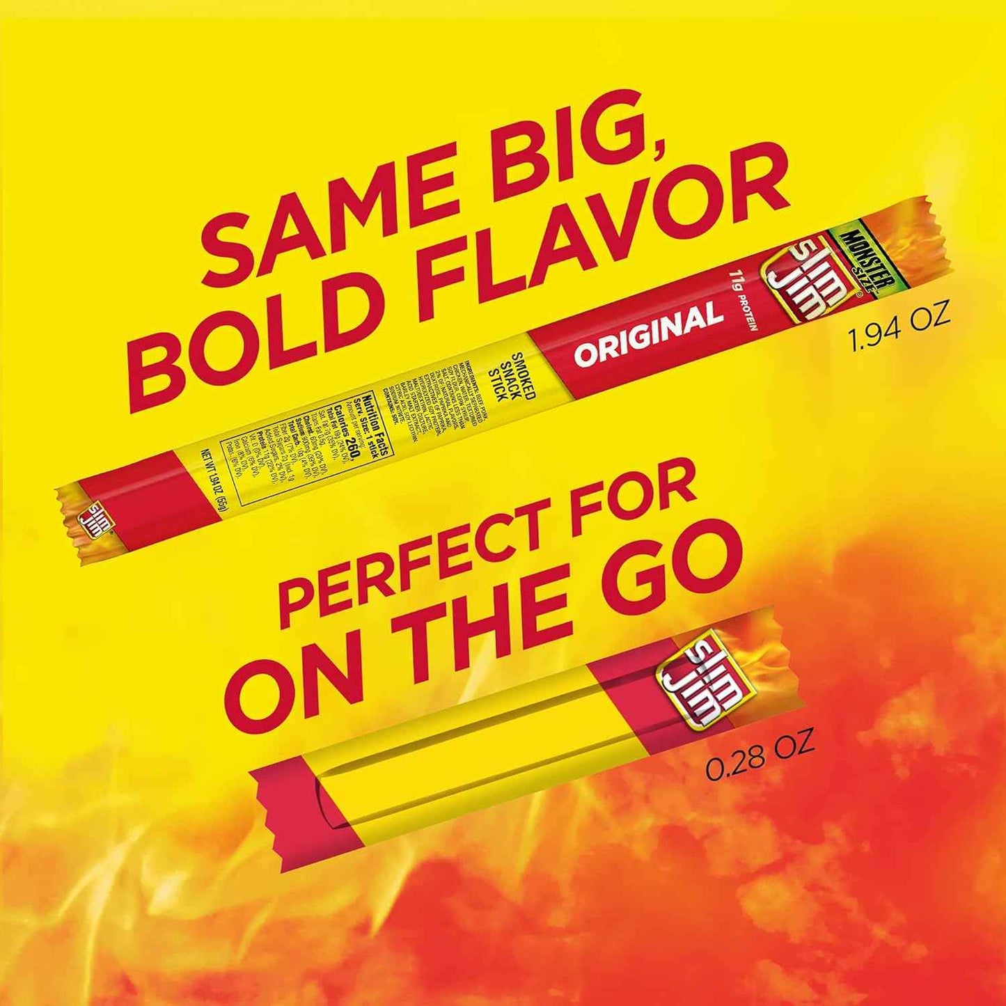 Slim Jim Smoked Meat Sticks, Original Flavor, 6g Protein Per Serving, Snack Size, Father's Day Snack Gift for Dad