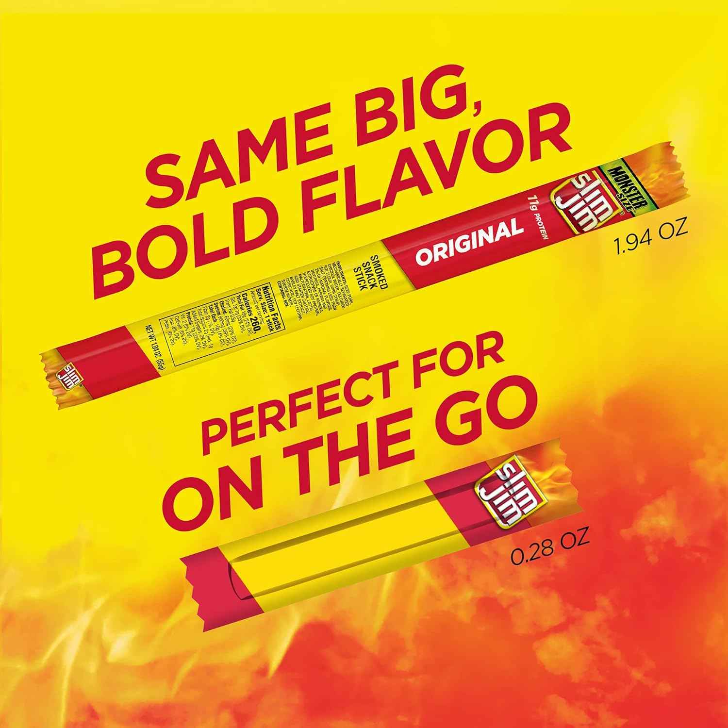 Slim Jim Smoked Meat Sticks, Original Flavor, 6g Protein Per Serving, Snack Size, Father's Day Snack Gift for Dad