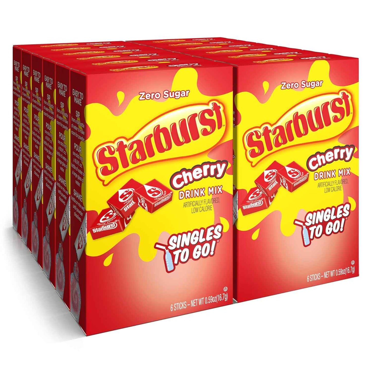 Starburst Singles To Go Powdered Drink Mix & Just Add Water -12 Boxes with 6 Packets Each 72 Total Servings (Sugar Free), 7.08 Oz