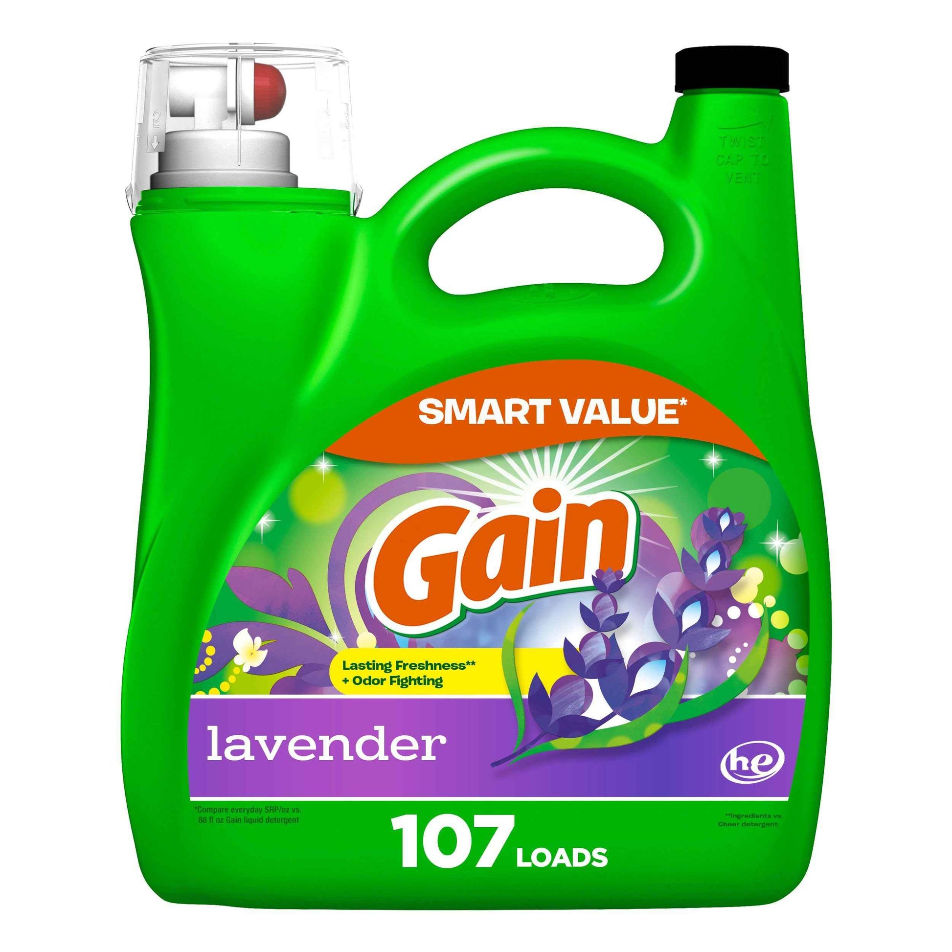 Gain Liquid Laundry Detergent, Lavender Scent, HE compatible, Laundry Detergent Liquid Soap