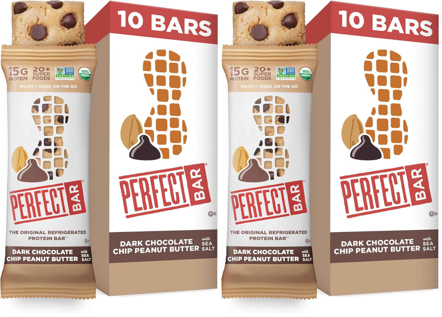 Perfect Bar Protein Bars, Gluten Free, Made with Organic Honey, Cookie Dough Texture, Refrigerated