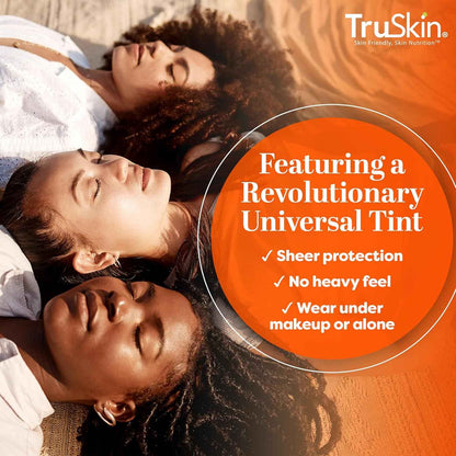 TruSkin Sunscreen Serum for Face - SPF 30 Universal Tinted Mineral Sunscreen Face Serum with Zinc Oxide - Sheer, Lightweight Finish with Vitamin C, Hyaluronic Acid, Ceramides & Niacinamide, 1 fl oz