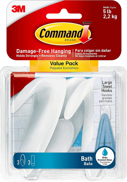 Command_Bath_Large_Towel_Hook_Value_Pack,_Clear_Frosted,_3-Large_Hooks,_3-Water-Resistant_Strips,_Organize_Damage-Free