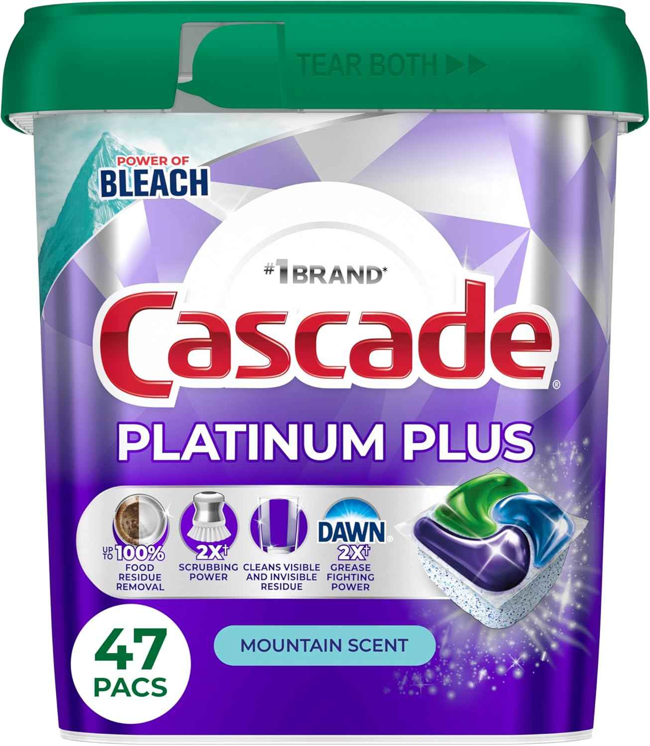 Cascade Platinum Plus Dishwasher Pods, Dishwasher Detergent, Dish Detergent Soap, Mountain