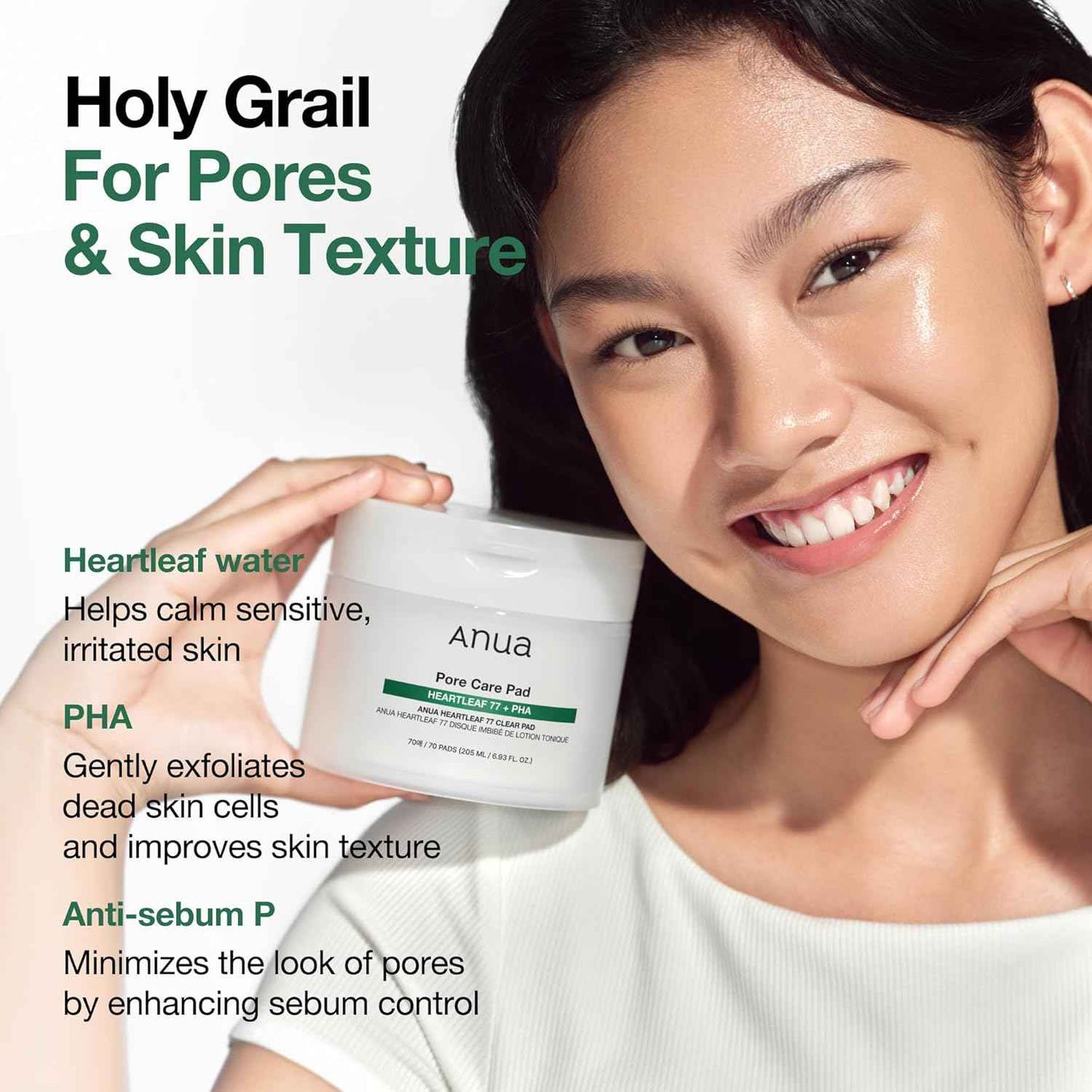 Anua Toner Pads, Daily Exfoliating Toner Pad for Skin Texture Care with Centella & PHA, Dual-Textured Pore Pads for Sensitive Skin, Smooth Skin, Non-Comedogenic, Korean Skin Care
