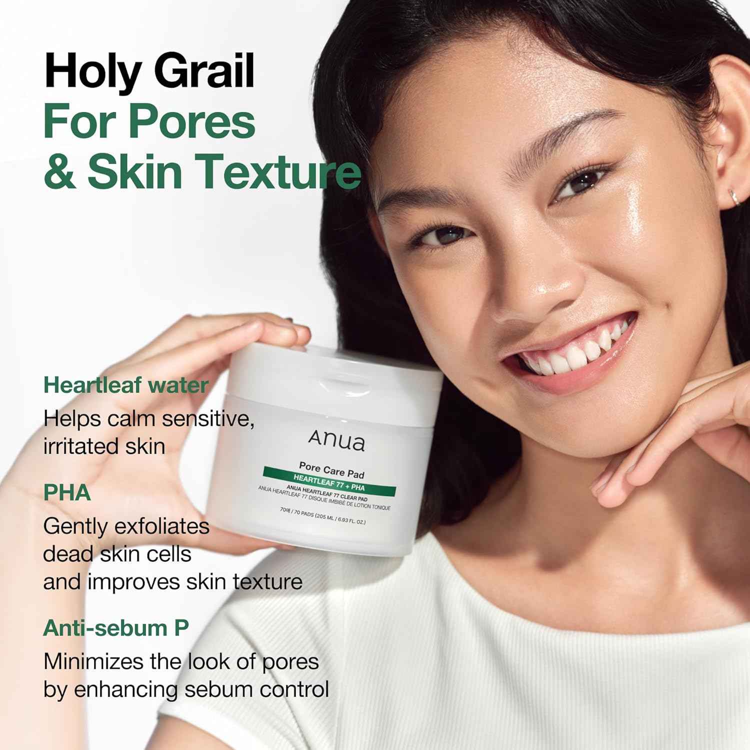 Anua Toner Pads, Daily Exfoliating Toner Pad for Skin Texture Care with Centella & PHA, Dual-Textured Pore Pads for Sensitive Skin, Smooth Skin, Non-Comedogenic, Korean Skin Care
