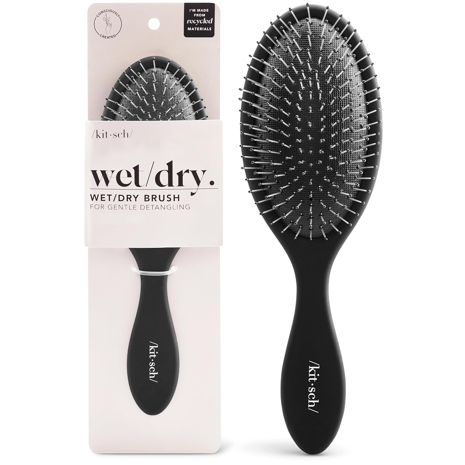 Kitsch_Recycled_Plastic_Wet/Dry_Hair_Brush,_Detangling_Tool_for_Curly_or_Straight_Styles,_Brush_for_Tangled_Strands,_Flexible_Hairbrush_Bristles,_Brushes_for_Women_&_Men,_Adults_&_Kids_-_Flexi_Black
