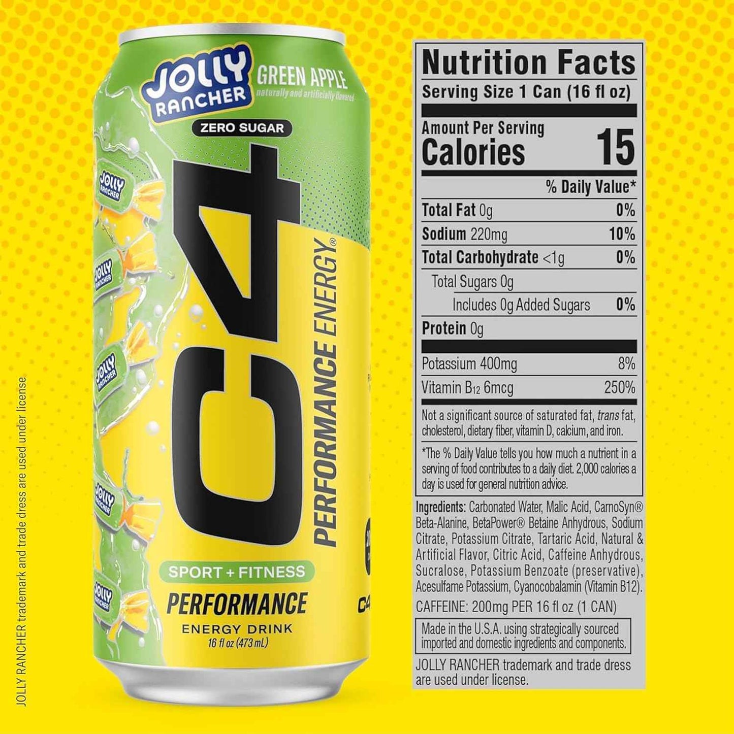 C4 Performance Energy Drink, Zero Sugar Carbonated Preworkout Energy, 200mg Caffeine with Beta Alanine