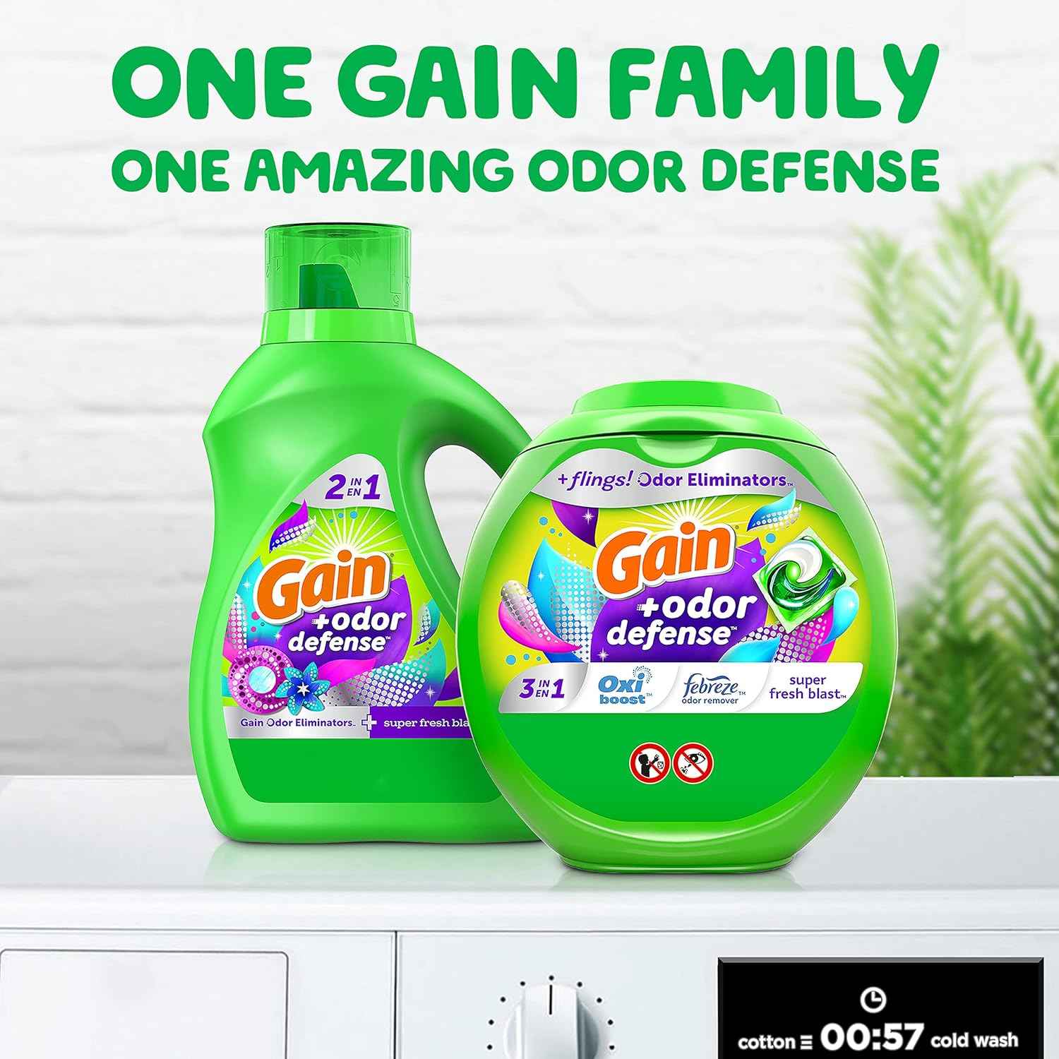 Gain Flings Laundry Detergent Pacs with Odor Defense, Super Fresh Blast Scent, HE 3in1 with Febreze and Oxi