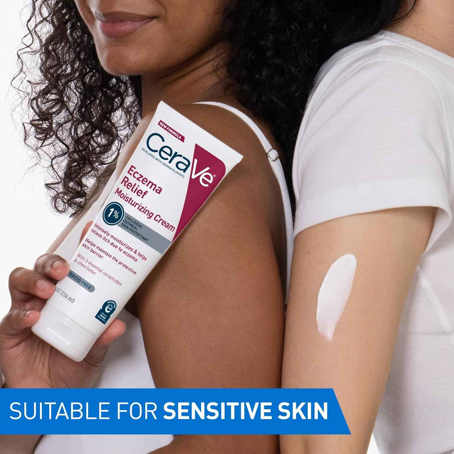CeraVe Eczema Relief Moisturizing Cream with Colloidal Oatmeal, Shea Butter & Vitamin E For Dry Skin & Itchy Skin Relief, Steroid Free & Paraben Free, 8oz