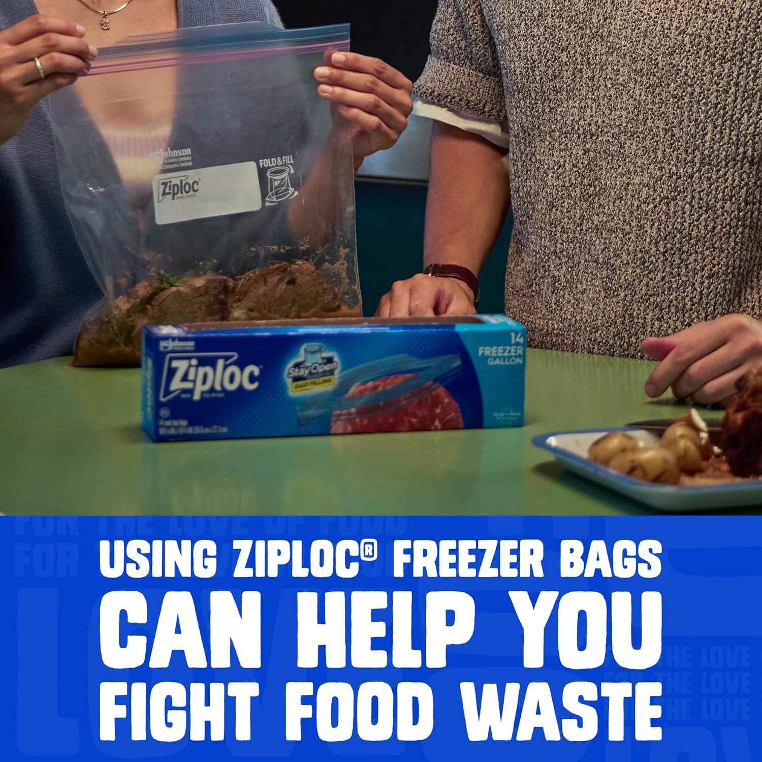 Ziploc Gallon Food Storage Freezer Bags, Stay Open Design with Stand-Up Bottom, Easy to Fill, 120 Bags Total