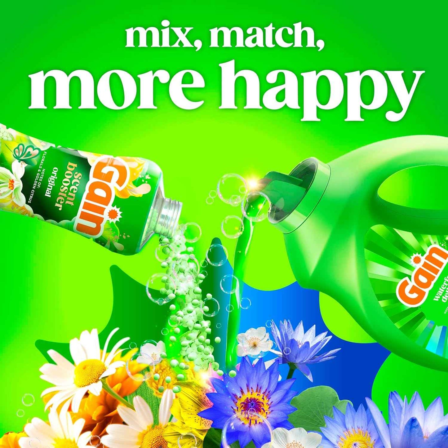 Gain Liquid Laundry Detergent with Odor Defense, Waterfall Delight Scent, Laundry Soap For HE Washing Machines