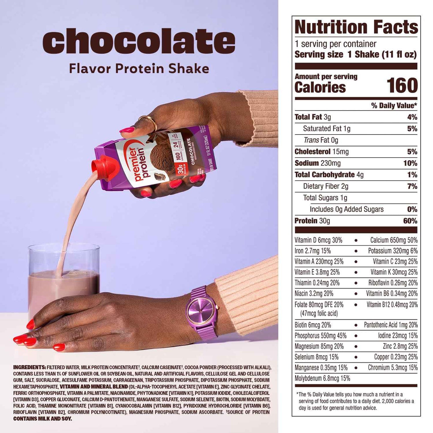 Premier Protein Shake, 30g Protein, No Added Sugar, 24 Vitamins & Minerals to Support Immune Health, Gluten-Free, 11 fl oz
