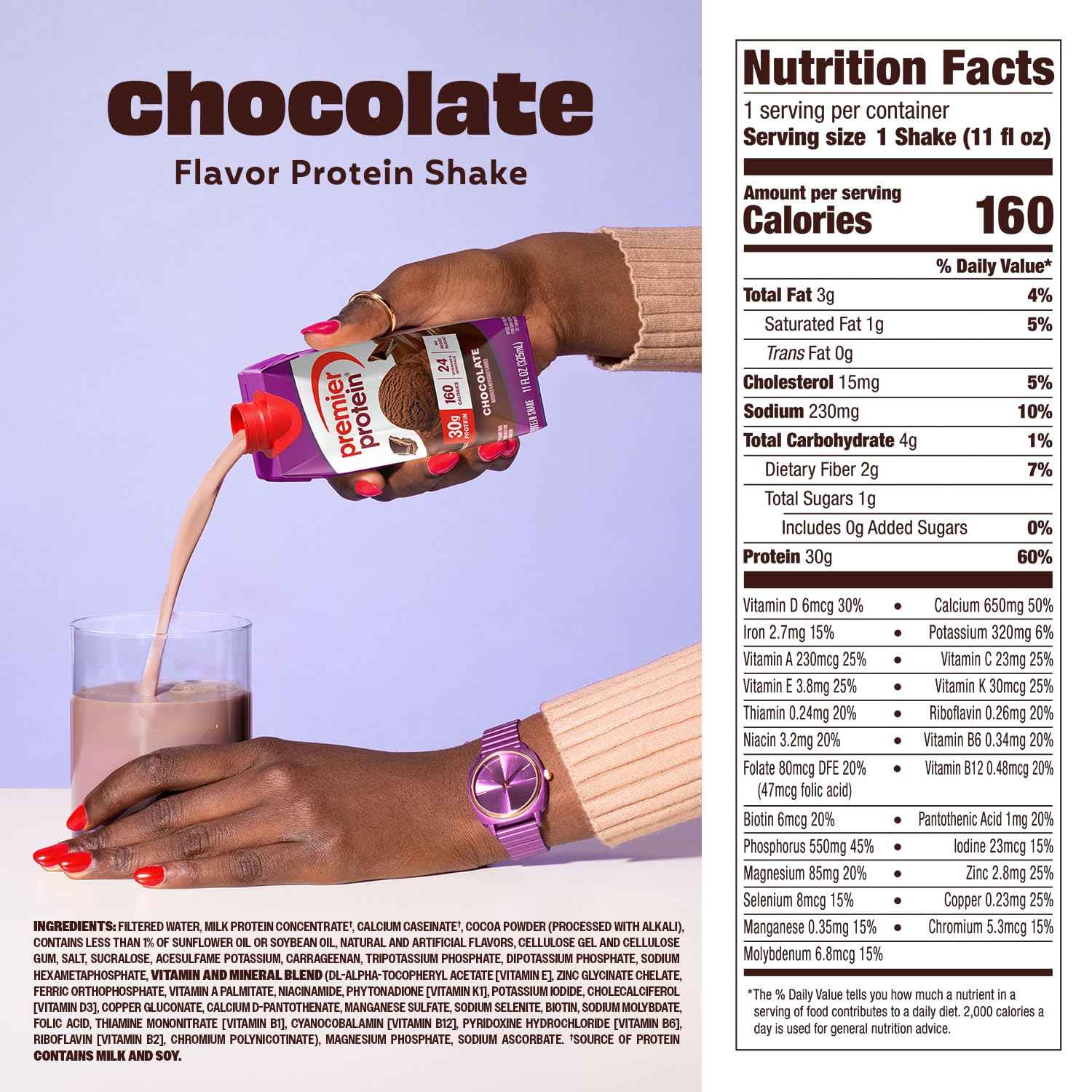Premier Protein Shake, 30g Protein, No Added Sugar, 24 Vitamins & Minerals to Support Immune Health, Gluten-Free, 11 fl oz