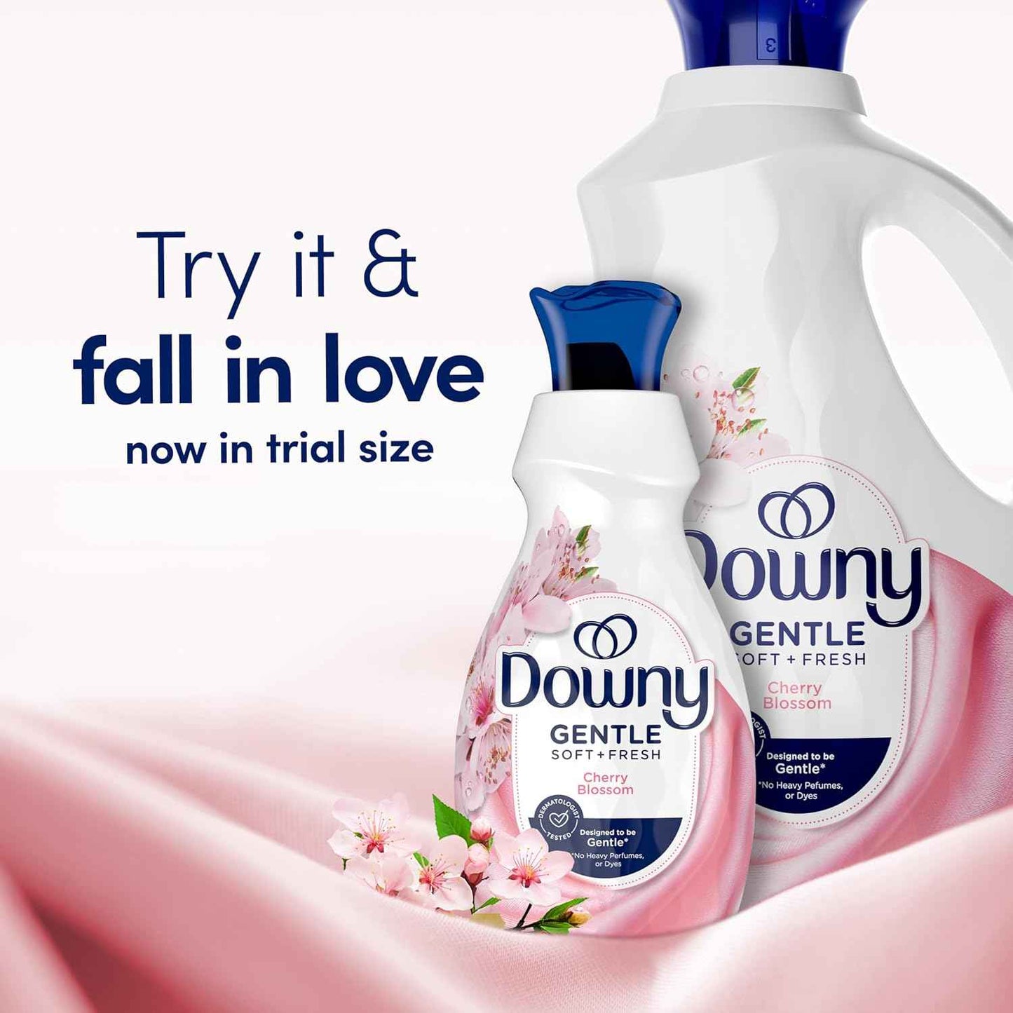 Downy Gentle Soft + Fresh Fabric Softener Liquid, Cherry Blossom Scent, Liquid Fabric Softener Designed to be Gentle on Skin