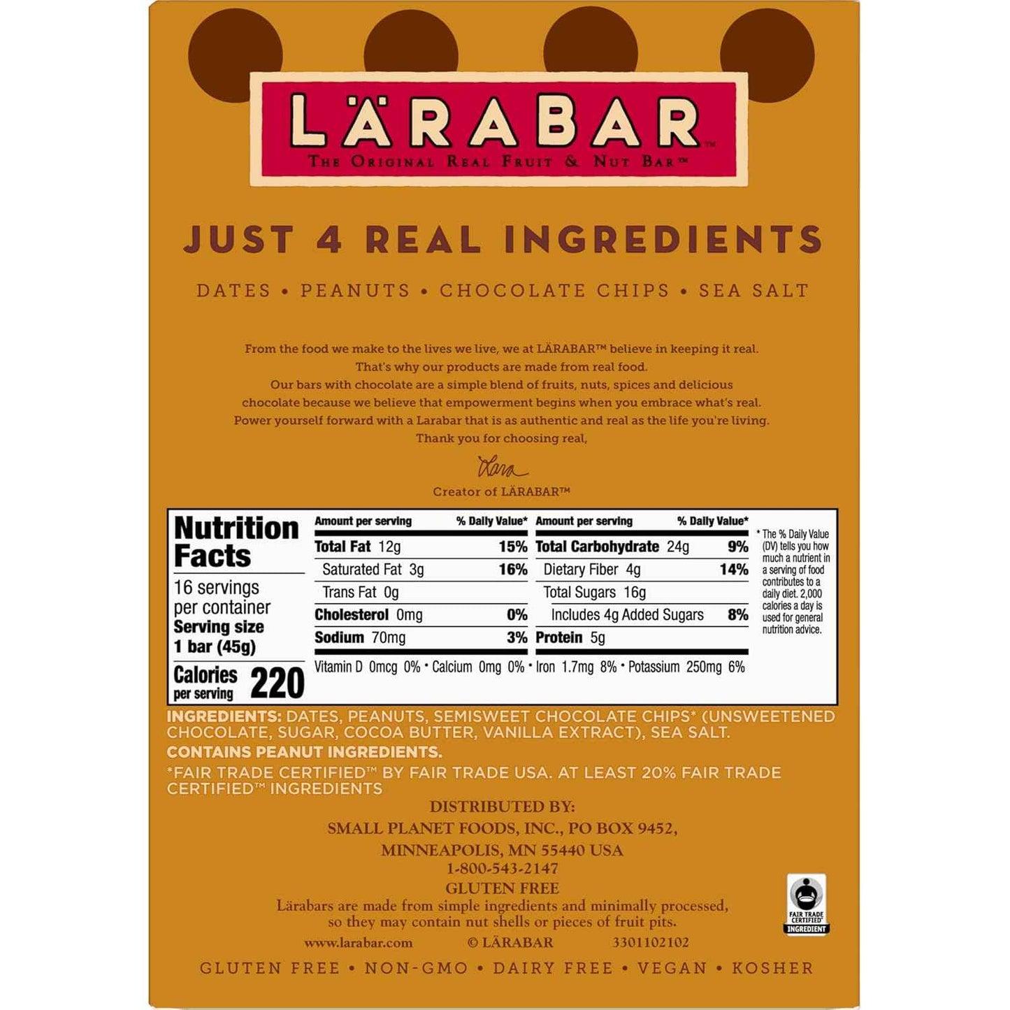 Larabar Peanut Butter Chocolate Chip, Fruit and Nut Bars, Gluten Free and Vegan