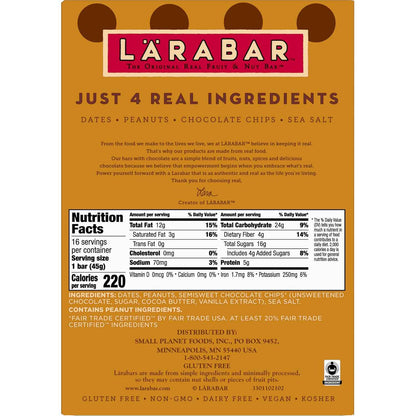 Larabar Peanut Butter Chocolate Chip, Fruit and Nut Bars, Gluten Free and Vegan