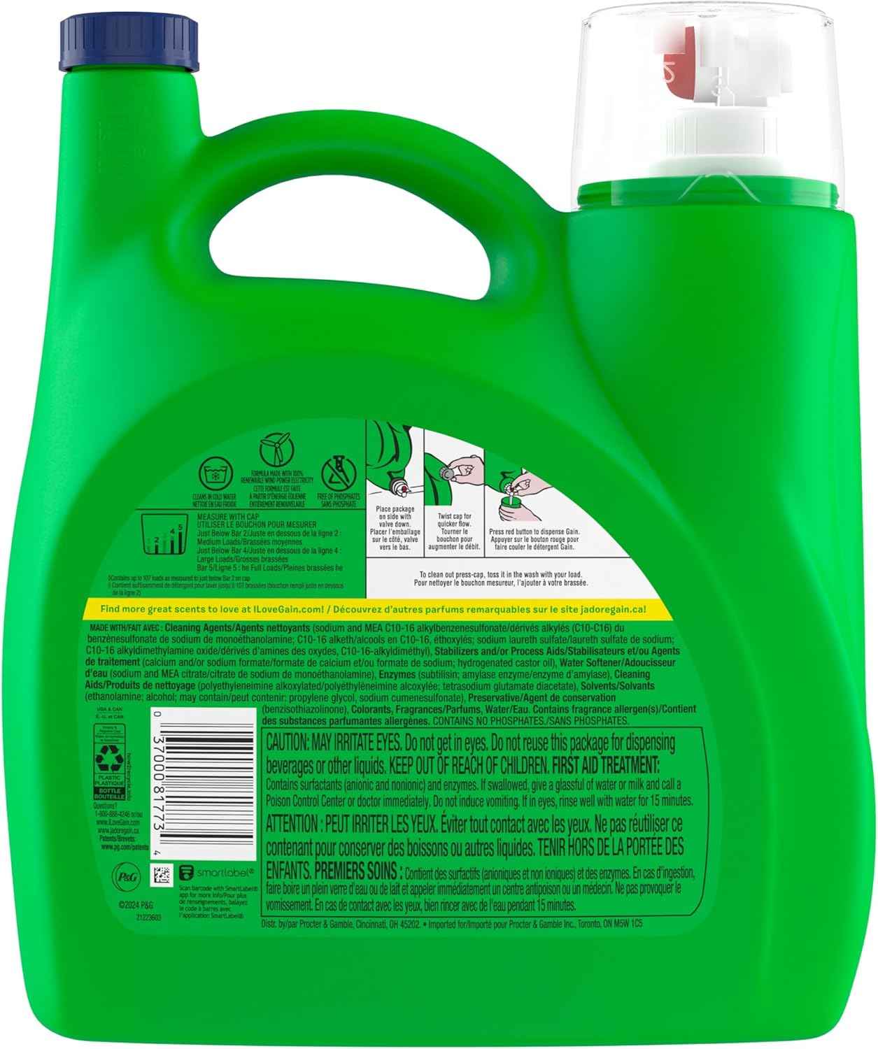 Gain Liquid Laundry Detergent, Lavender Scent, HE compatible, Laundry Detergent Liquid Soap