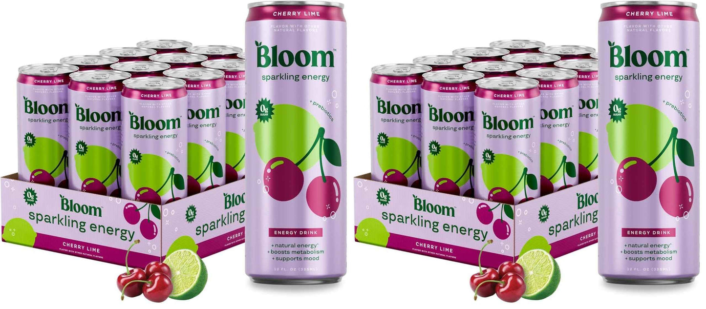 Bloom Nutrition Sparkling Energy Drink - Natural Caffeine, Zero Sugar, 180mg - Antioxidant-Rich with Green Coffee Bean, Green Tea Extract, Prebiotics