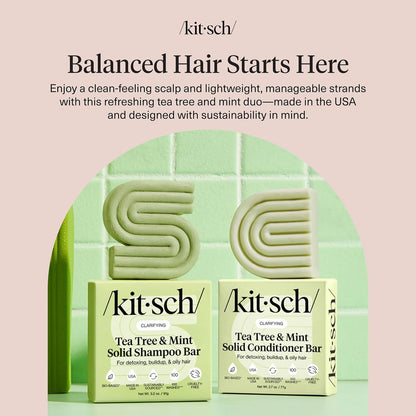 Kitsch_Clarifying_Tea_Tree_Shampoo_and_Conditioner_Set_–_Shampoo_&_Conditioner_Bar_for_Women_and_Men,_Scalp_&_Oil_Control_Hair_Care_–_Free_of_Paraben,_Sulfate_&_Silicone_–_Made_in_USA_-_2_pcs