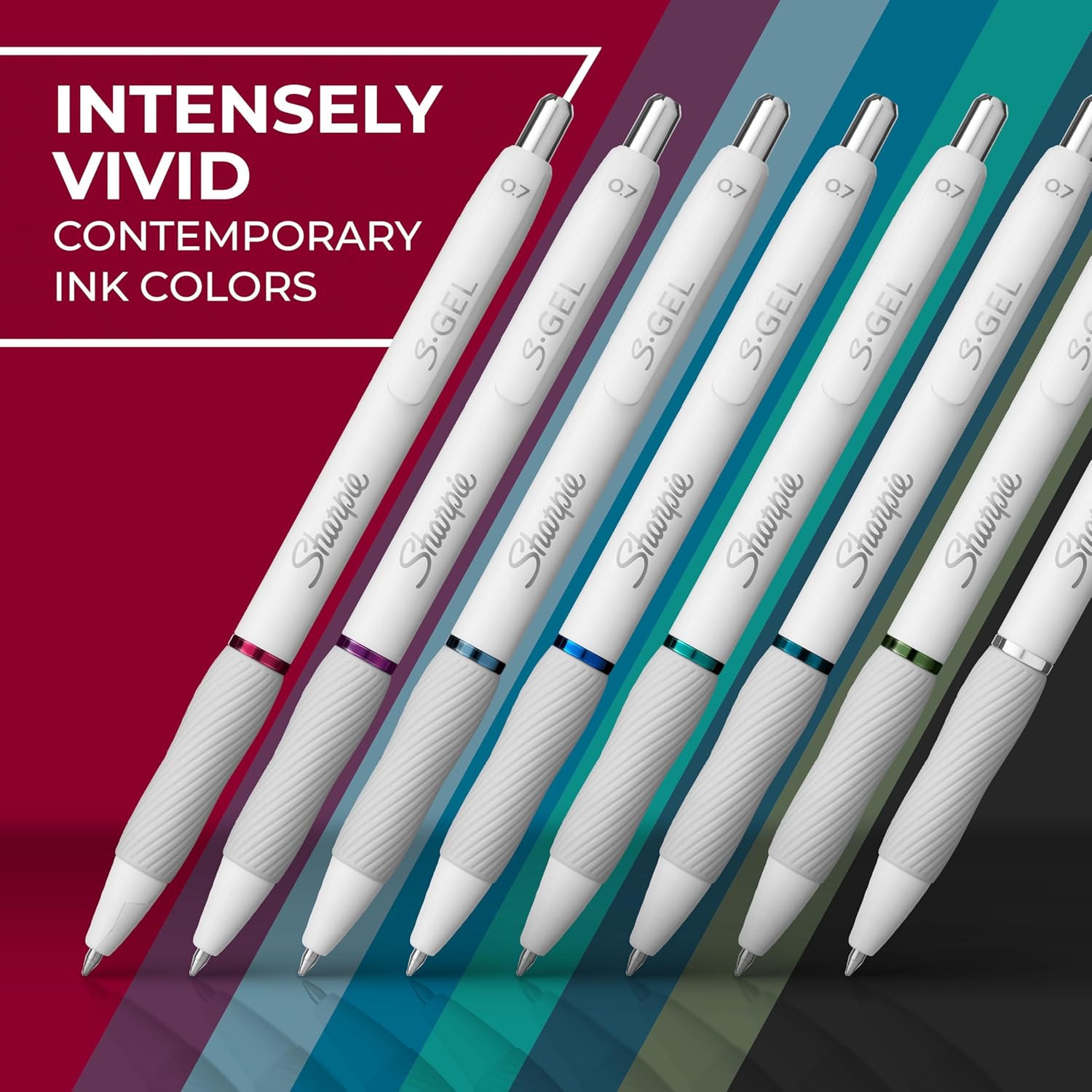 Sharpie_S-Gel_Pens,_Fashion_Barrel_Gel_Pens,_Pearl_White_Body,_Medium_(0.7mm)_Point,_Bold_Ink_Colors,_12_Count