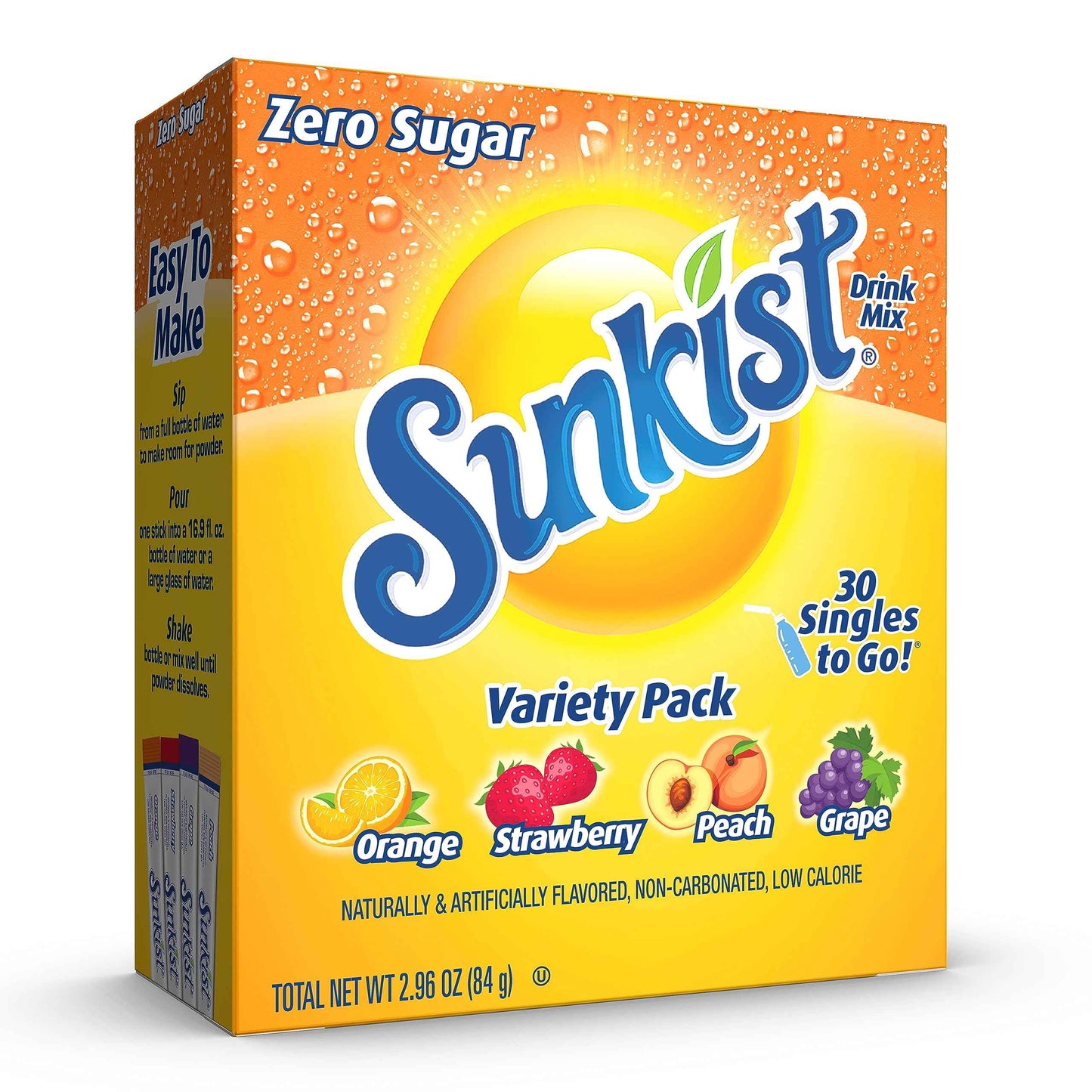 Sunkist Soda Singles To Go Drink Mix, 0.53 OZ, 6 Count (Pack of 12)