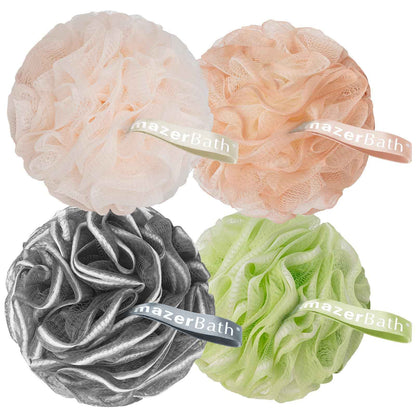 AmazerBath Charcoal Loofah Sponge, Shower Loofah 60g/PCS - Body Scrubber Loofa Set of 4 - Bath Sponge for Men and Women