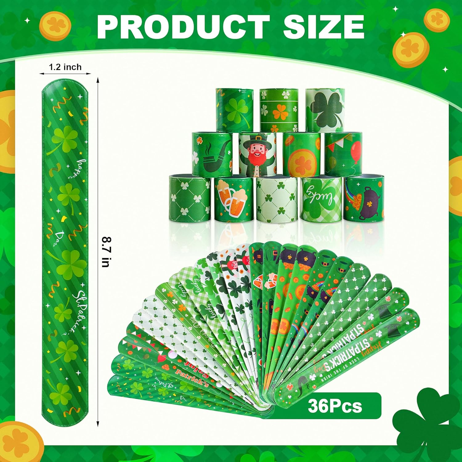 Childom_36_Pcs_St._Patrick's_Day_Slap_Bracelet,St_Patricks_Day_Favors,St_Patricks_Day_Decorations_Gifts_Bracelet_Decorations,Bracelets_Bulk_for_Home_School_Classroom_Prizes_Anniversary_Holiday_Outdoor