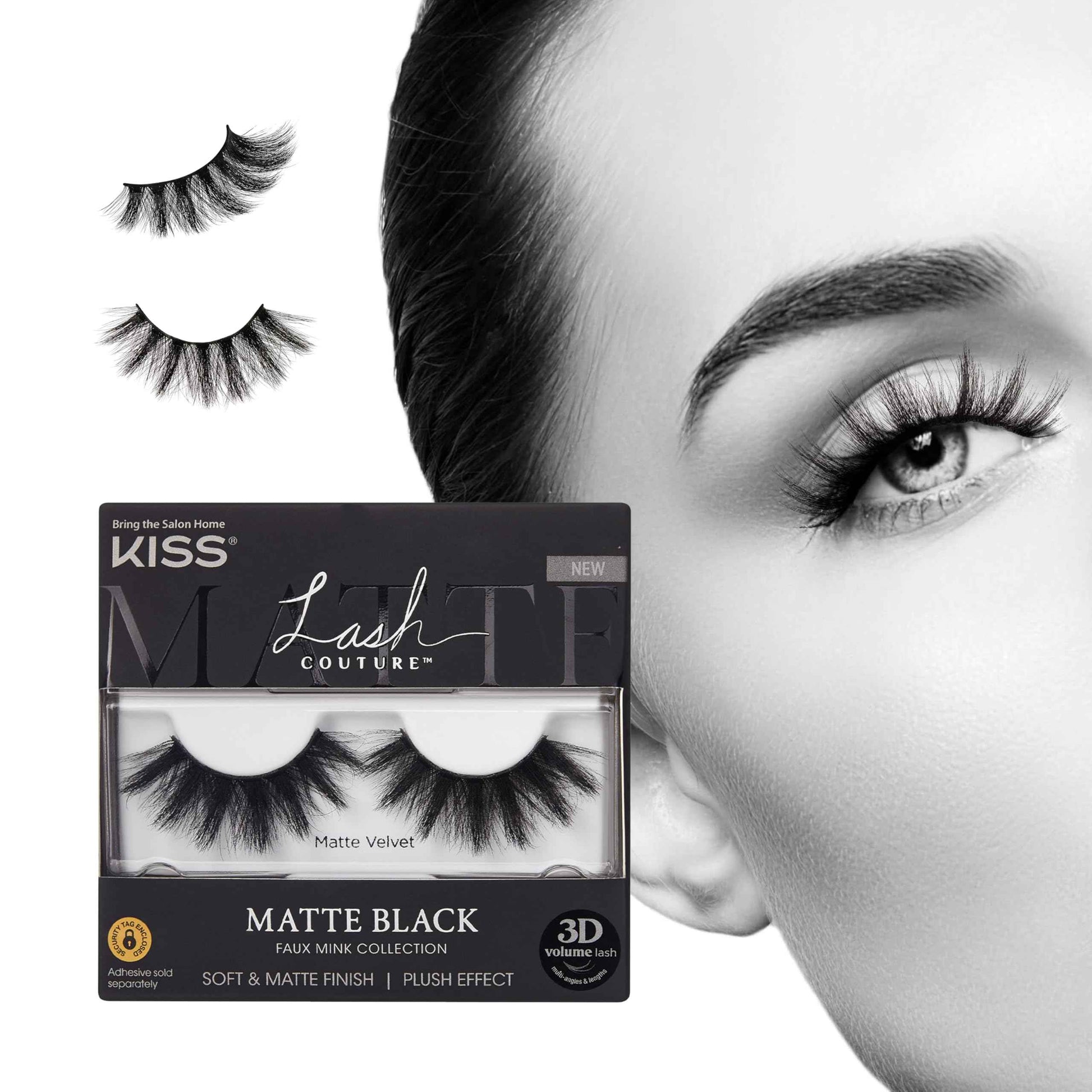KISS Matte Black, False Eyelashes, 16mm, Includes 1 Pair Of Lash, Easy to Apply, Reusable Lash Clusters
