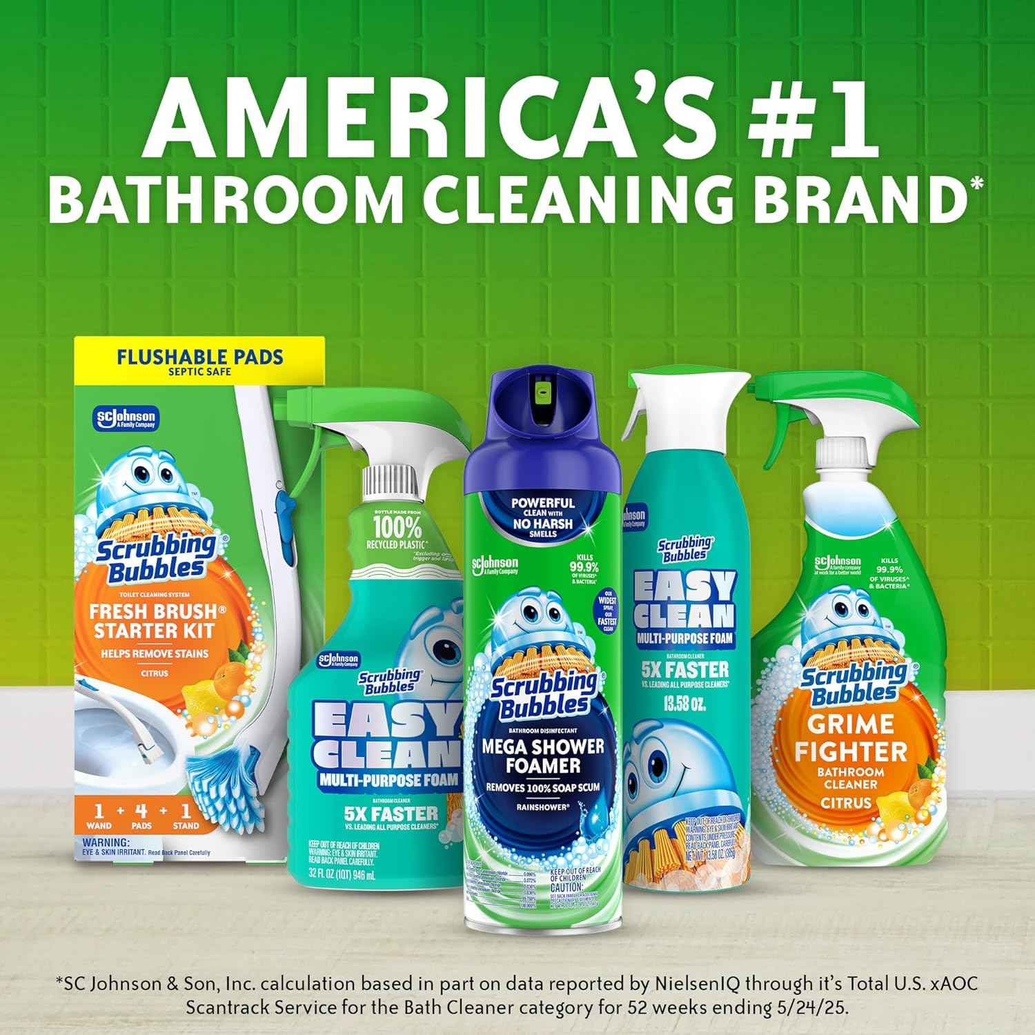 Scrubbing Bubbles Toilet Bowl Cleaning System with Flushable & Disposable Cleaner Refill Pads, Fights Odors and Helps Remove Limescale & Hard Water Stains, Citrus Scent