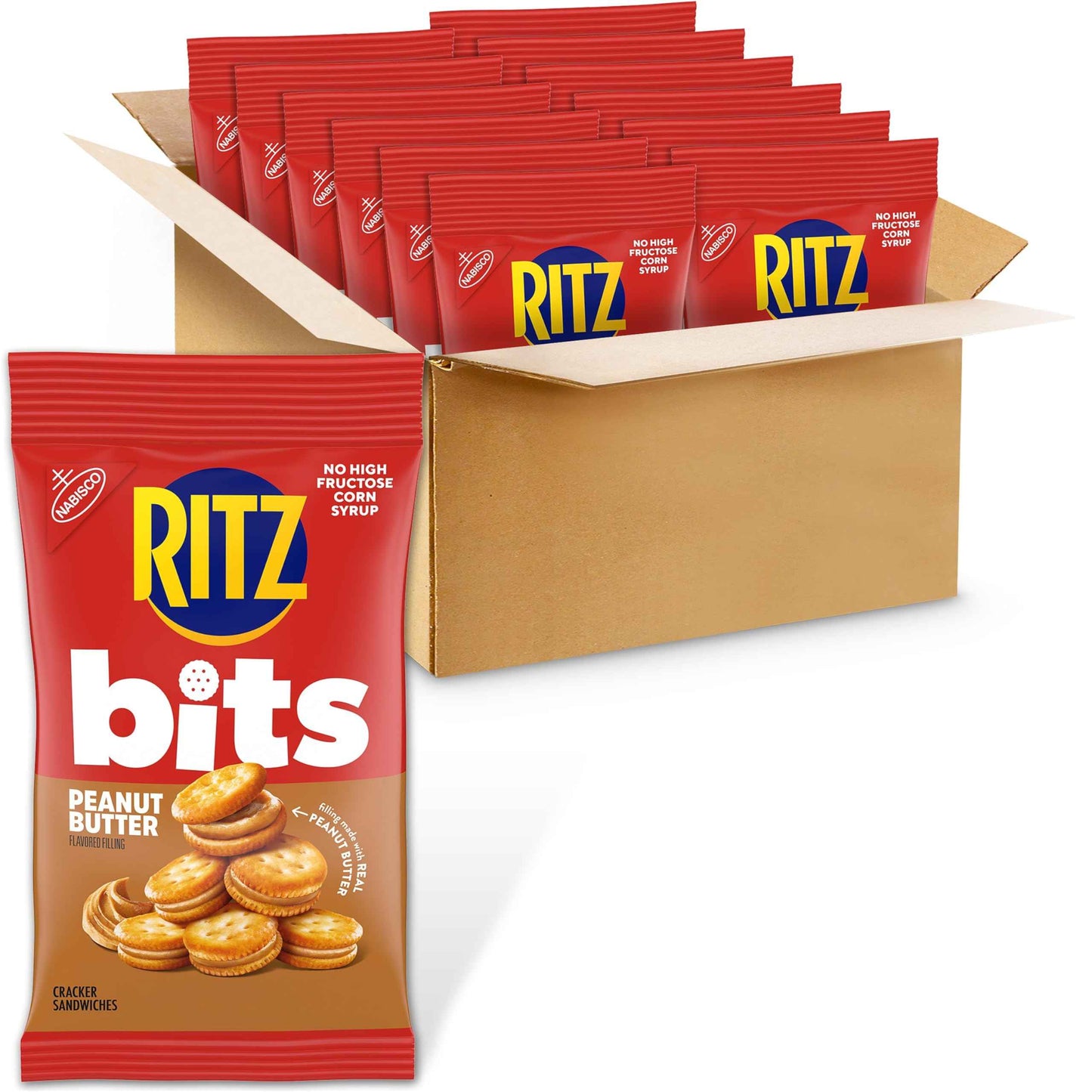 RITZ Bits Peanut Butter Sandwich Crackers, Snacks for Kids and Adults, Lunch Snacks