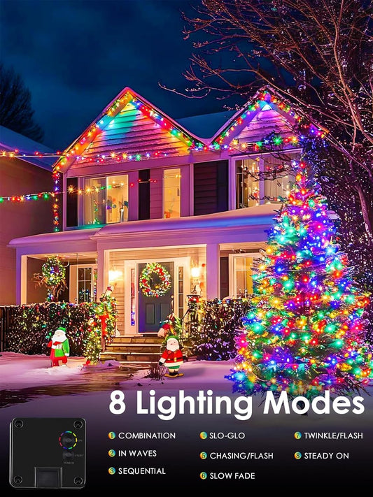 4pk_Multi-Colored_Solar_Christmas_Lights_Outdoor_Waterproof,_400_LED_132_FT_Solar_Powered_LED_String_Lights_Green_Wire_with_8_Modes,_Solar_Fairy_Lights_for_Xmas_Tree_Party_Wedding_Garden_Decorations