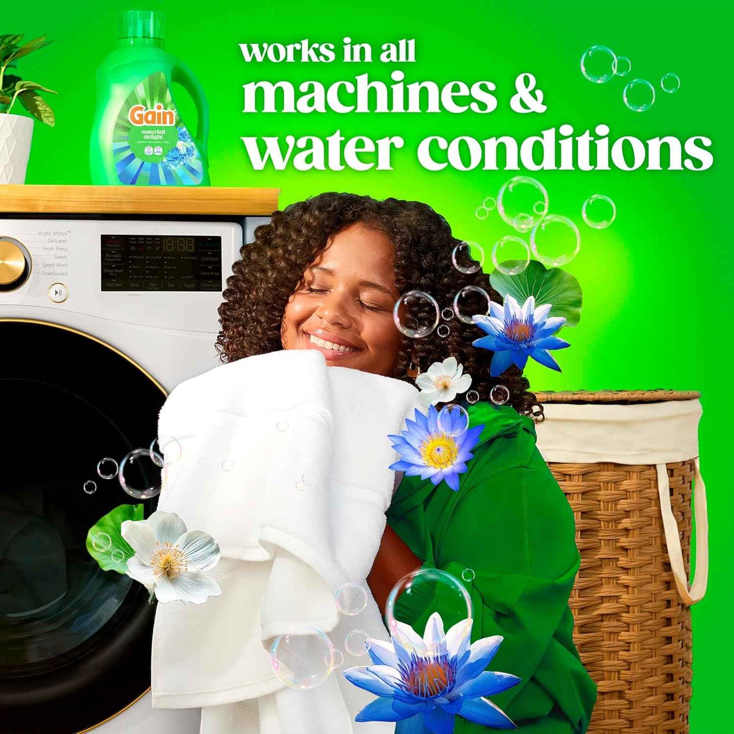 Gain Liquid Laundry Detergent with Odor Defense, Waterfall Delight Scent, Laundry Soap For HE Washing Machines