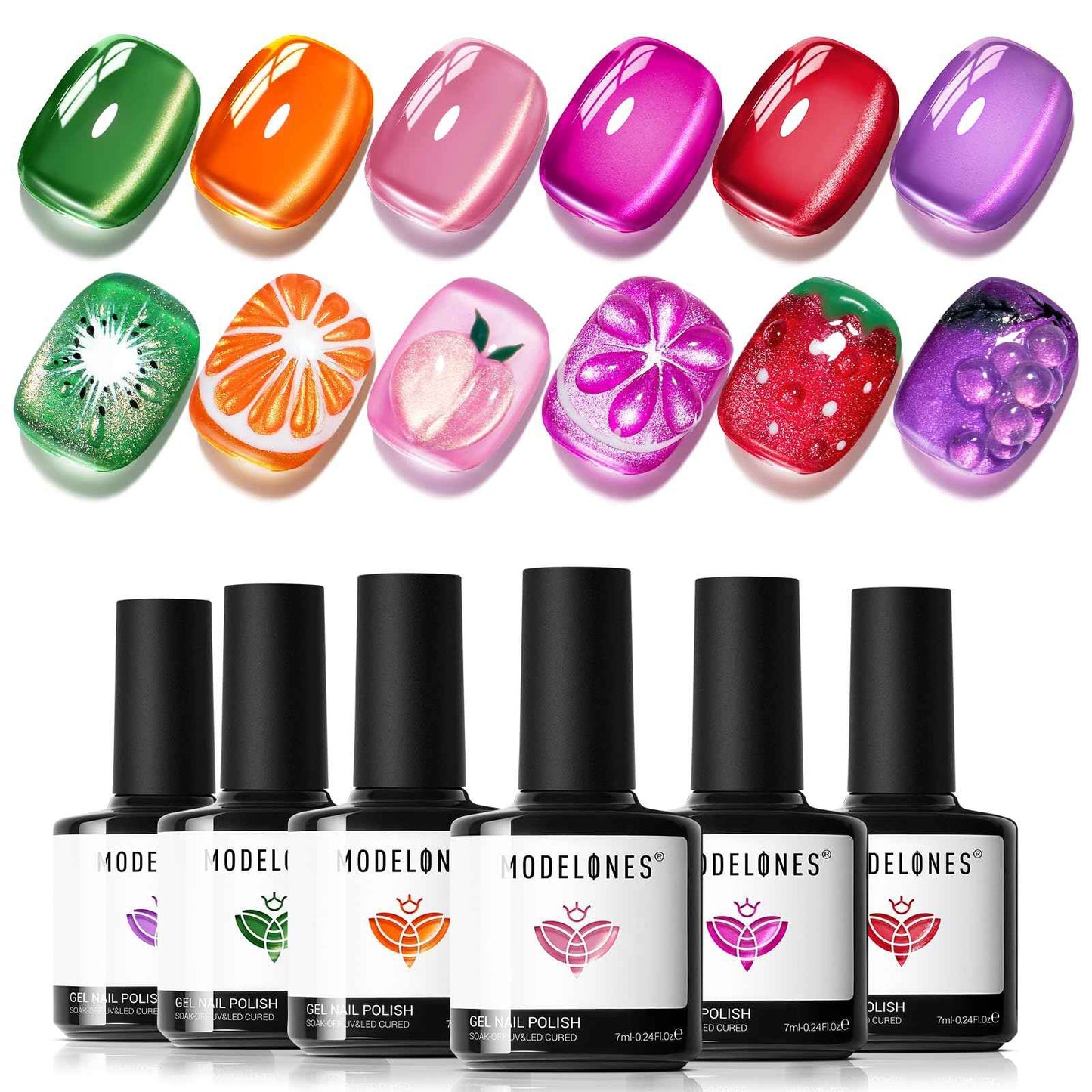 modelones Cat Eye Magnet Set, 15PCS French Cateye Gel Nail Polish Magnet Nail Art Tools Set Heart Magnet for Cat Eye Magnet Square Round Magnet Stick Diverse Glassy Cateye Effect for Women