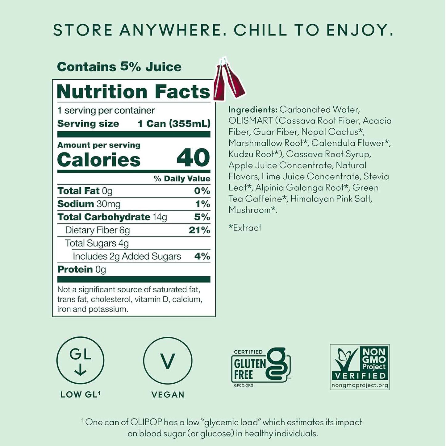 OLIPOP Prebiotic Soda Pop, Pantry Pack Packed with Prebiotics, Fiber, and Botanicals, Gluten Free, GMO Free, 12oz