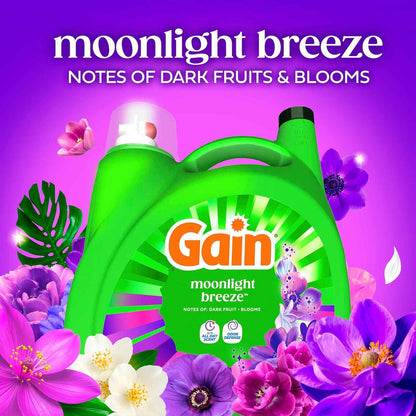 Gain Liquid Laundry Detergent with Odor Defense, Moonlight Breeze Scent, Laundry Soap For HE Washing Machines
