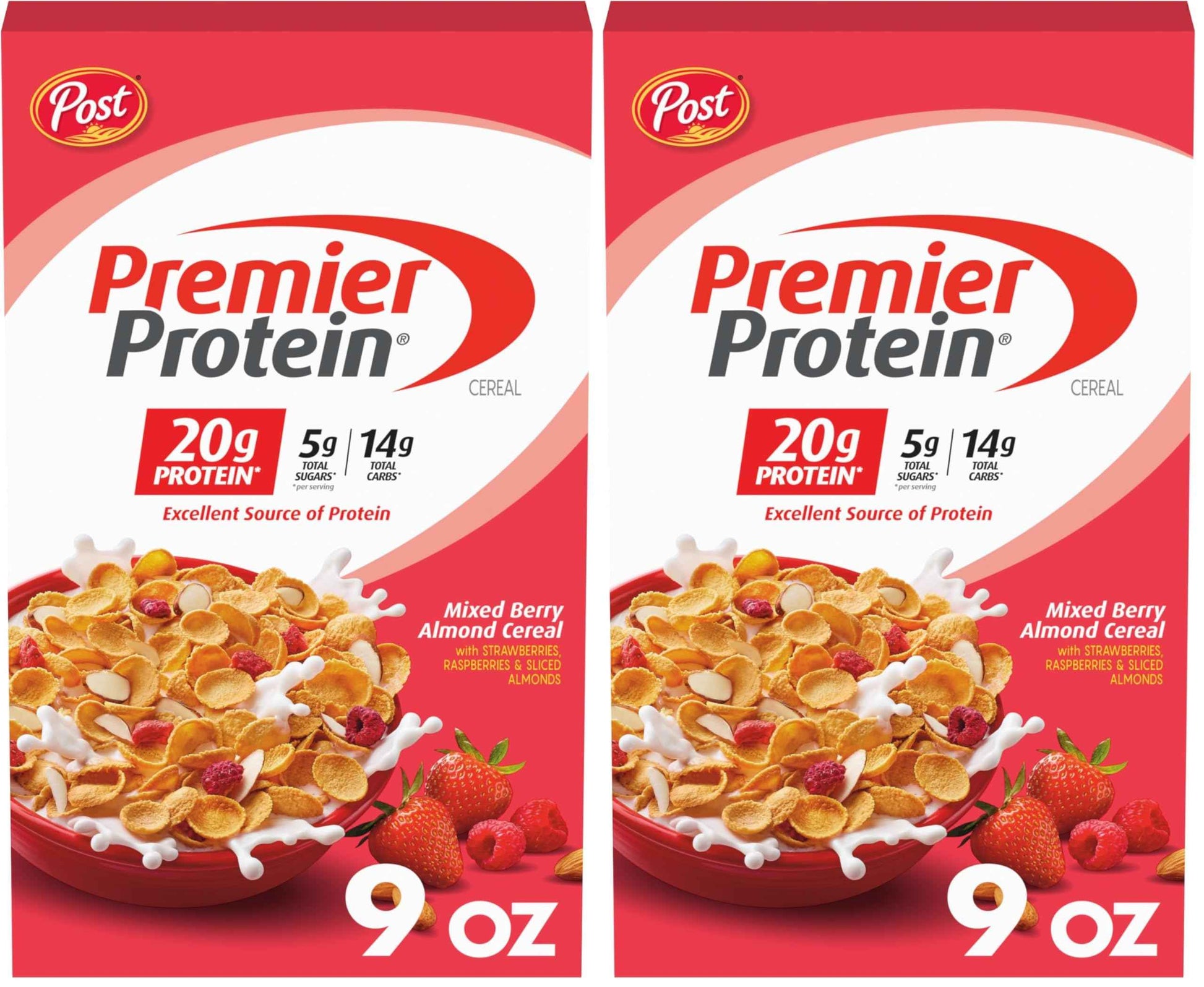Premier Protein Mixed Berry Almond Breakfast Cereal, High-Protein Crunch with Real Fruit and Nuts