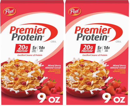 Premier Protein Mixed Berry Almond Breakfast Cereal, High-Protein Crunch with Real Fruit and Nuts