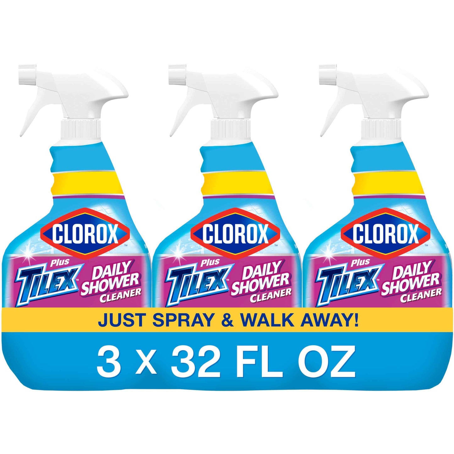 Clorox Plus Tilex Daily Shower Cleaner, 32 Fluid Ounce Spray Bottle, Pack of 3