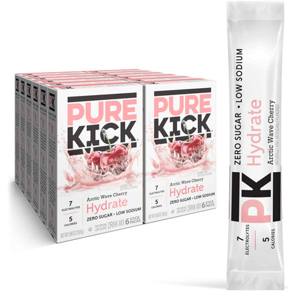 Pure Kick Hydration Singles To Go Drink Mix, Includes 12 Boxes with 6 Packets in each Box, 72 Total Packets