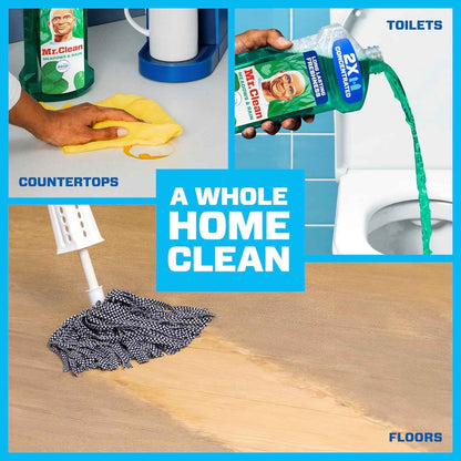 Mr. Clean All Purpose Cleaner, Floor Cleaner for Mopping Home, Bathroom, & Kitchen, Cleaning Liquid for Mop & Bucket, Cleaning Supplies, Multi-Surface Dilutable, Meadows & Rain