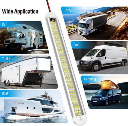 12v_LED_Interior_Light_Bar，CT_CAPETRONIX_120LEDs_1500LM_8W_DC_12_Volt_led_Strip_Lights_with_ON/Off_Switch，for_Enclosed_Cargo_Trailer,_Car_RV_Van_Truck_Lorry_Camper_Boat_Caravan_Motorhome_(4Pack)